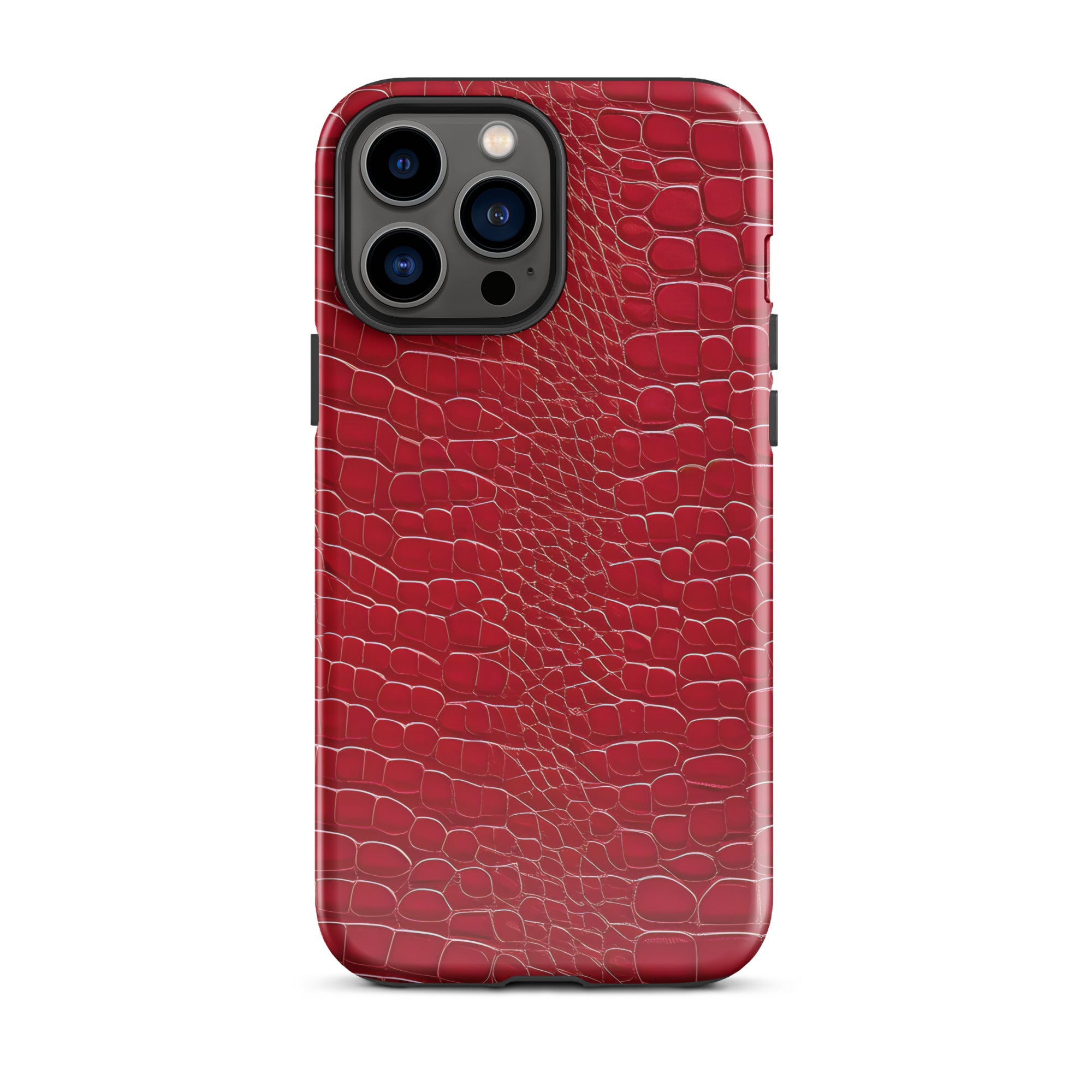 CV2 Boutique Luxury Look Faux Red Crocodile Phone Case Compatible With iPhone®