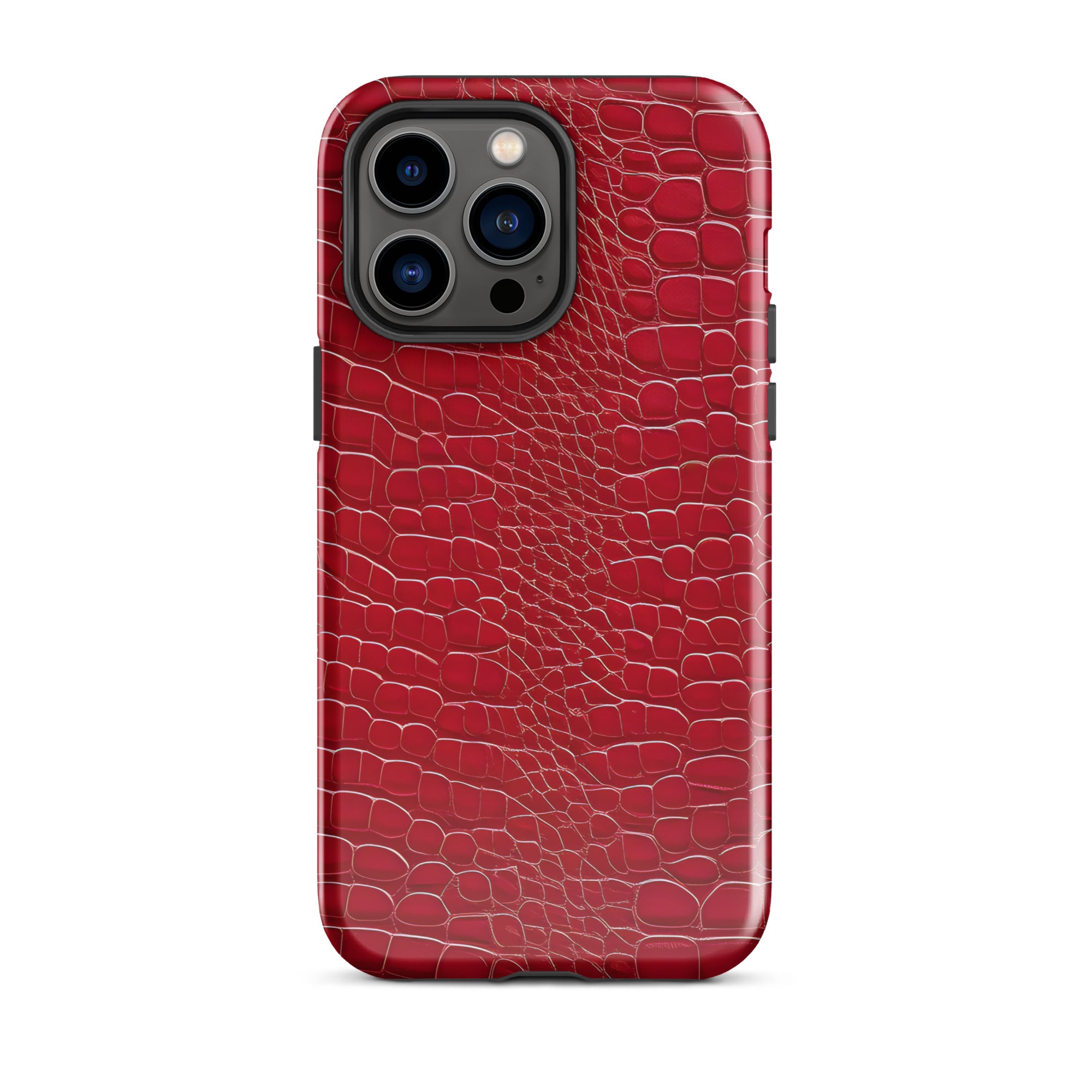 CV2 Boutique Luxury Look Faux Red Crocodile Phone Case Compatible With iPhone®