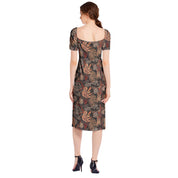 Beautiful Floral Split Thigh Midi Bodycon Dress