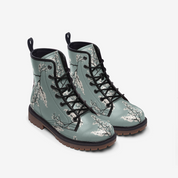 Blue Floral Casual Faux Leather Lightweight Boots
