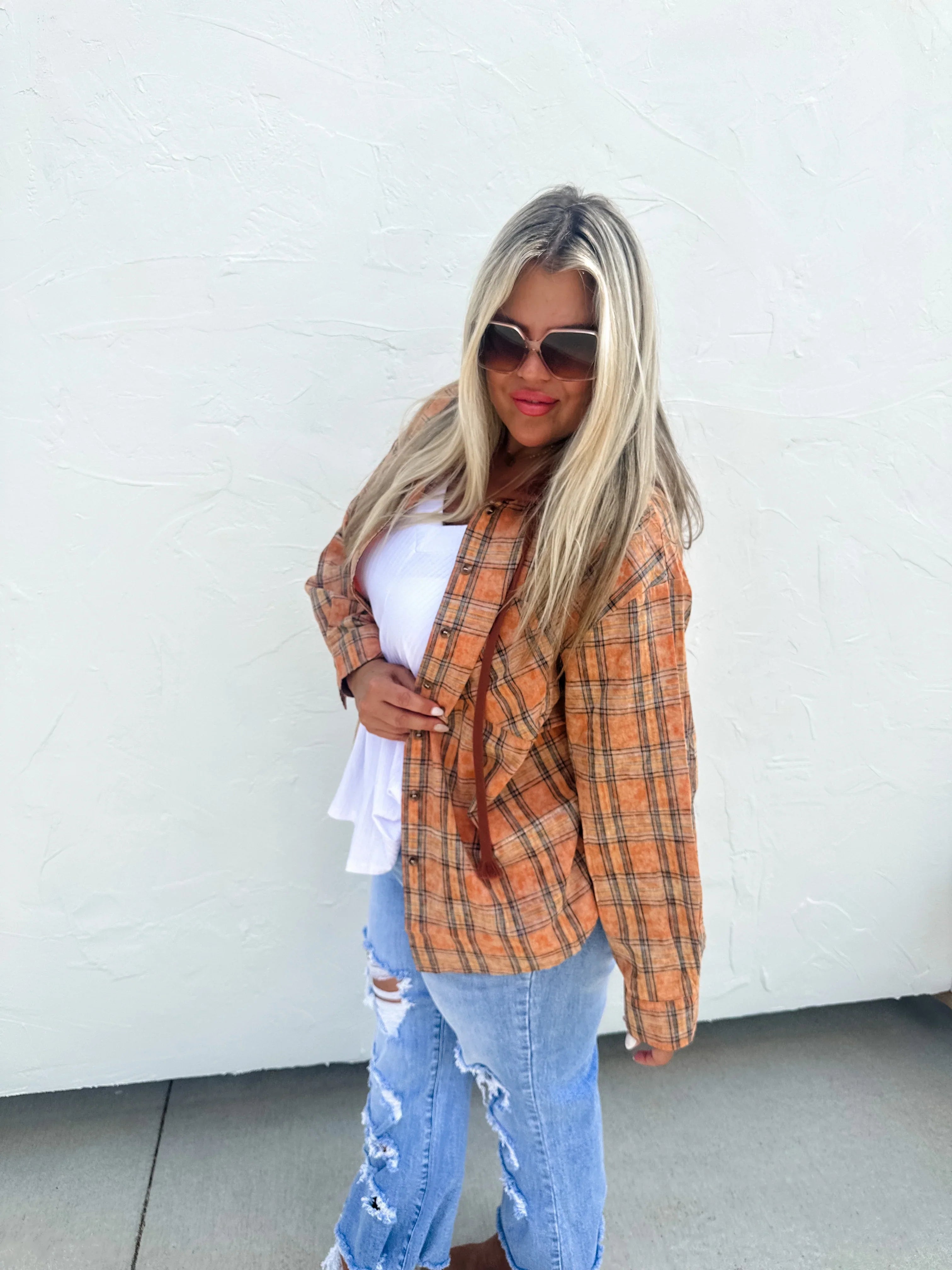 PREORDER: Vivi Plaid Hoodie Top in Six Colors