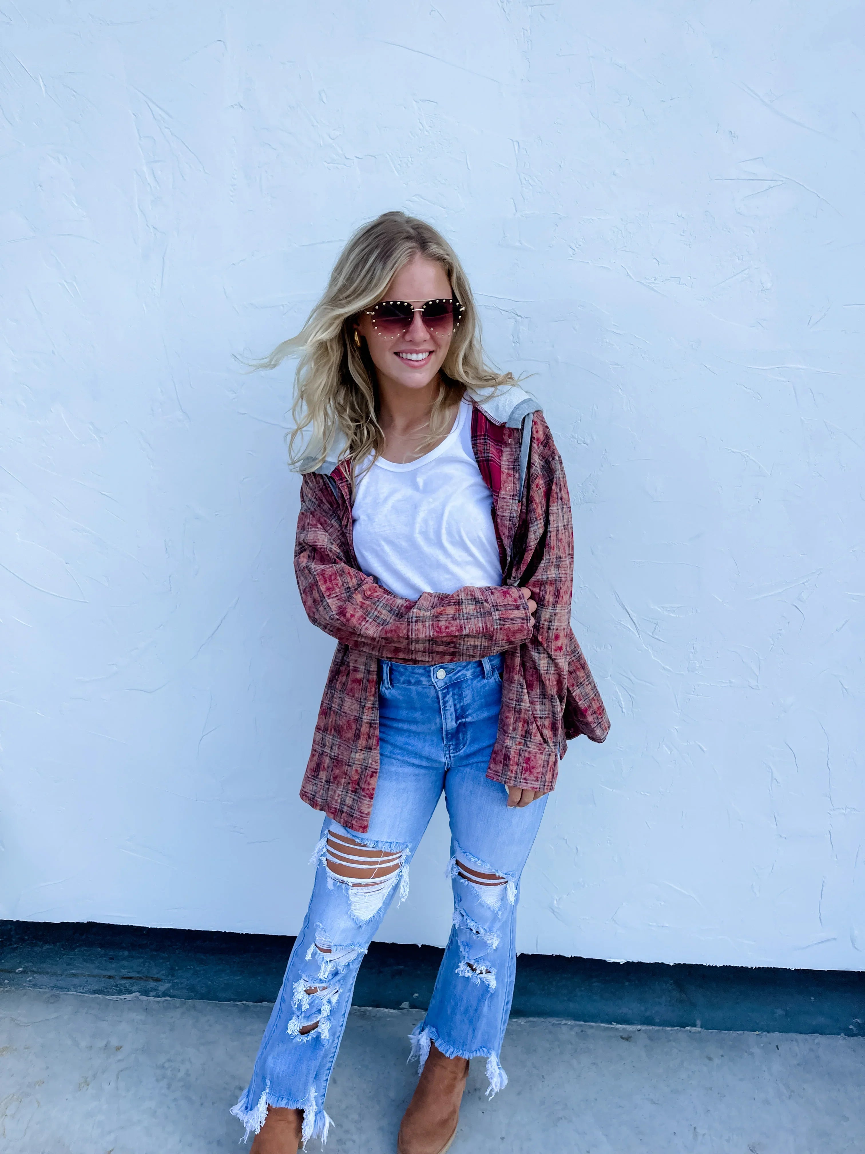 PREORDER: Vivi Plaid Hoodie Top in Six Colors