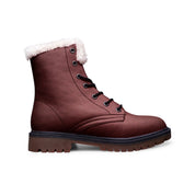 Red Faux Leather Chukka Boots Lace Up Winter Boots Unisex