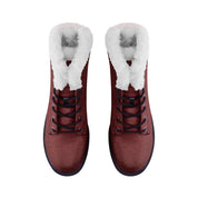 Red Faux Leather Chukka Boots Lace Up Winter Boots Unisex