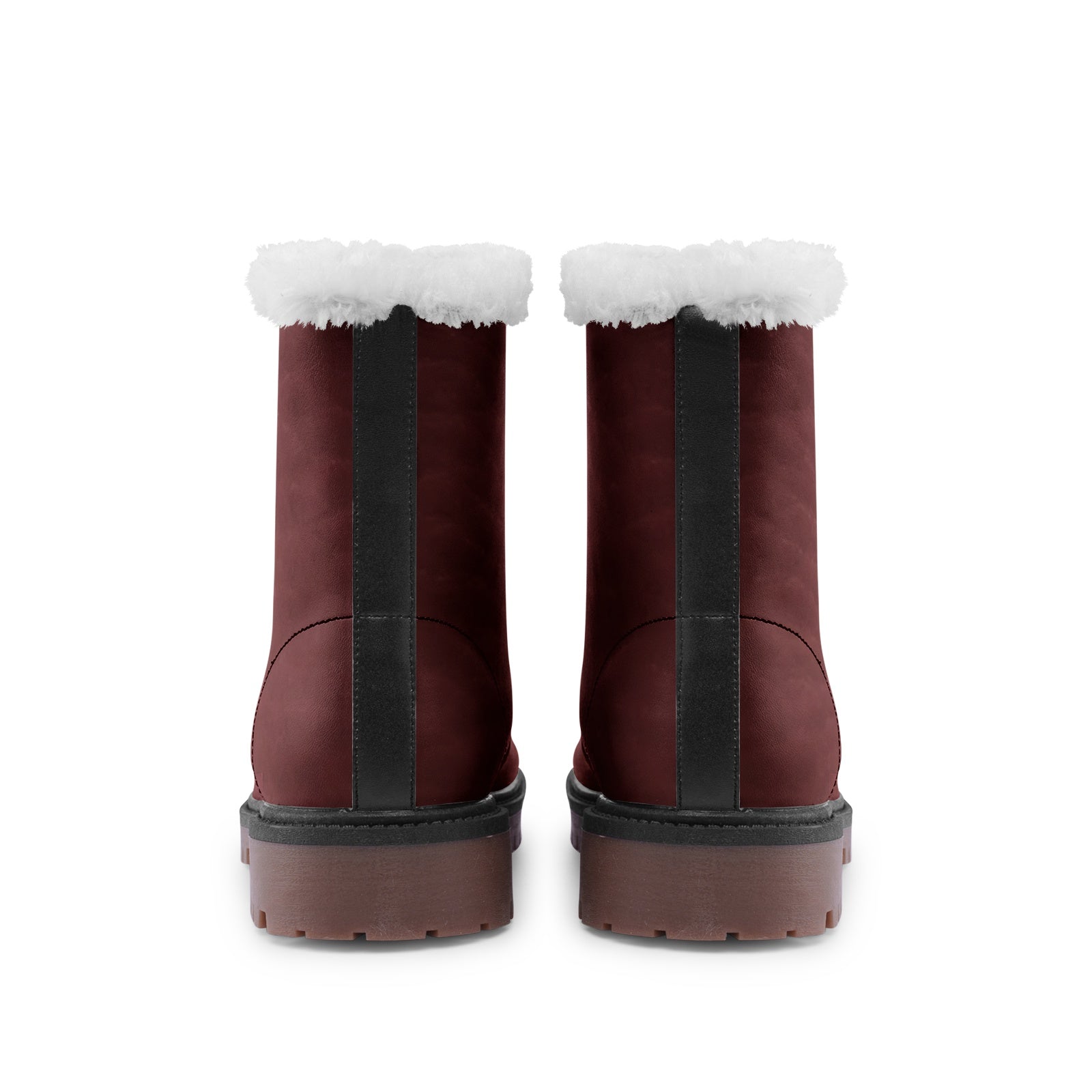 Red Faux Leather Chukka Boots Lace Up Winter Boots Unisex