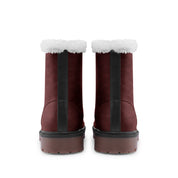 Red Faux Leather Chukka Boots Lace Up Winter Boots Unisex