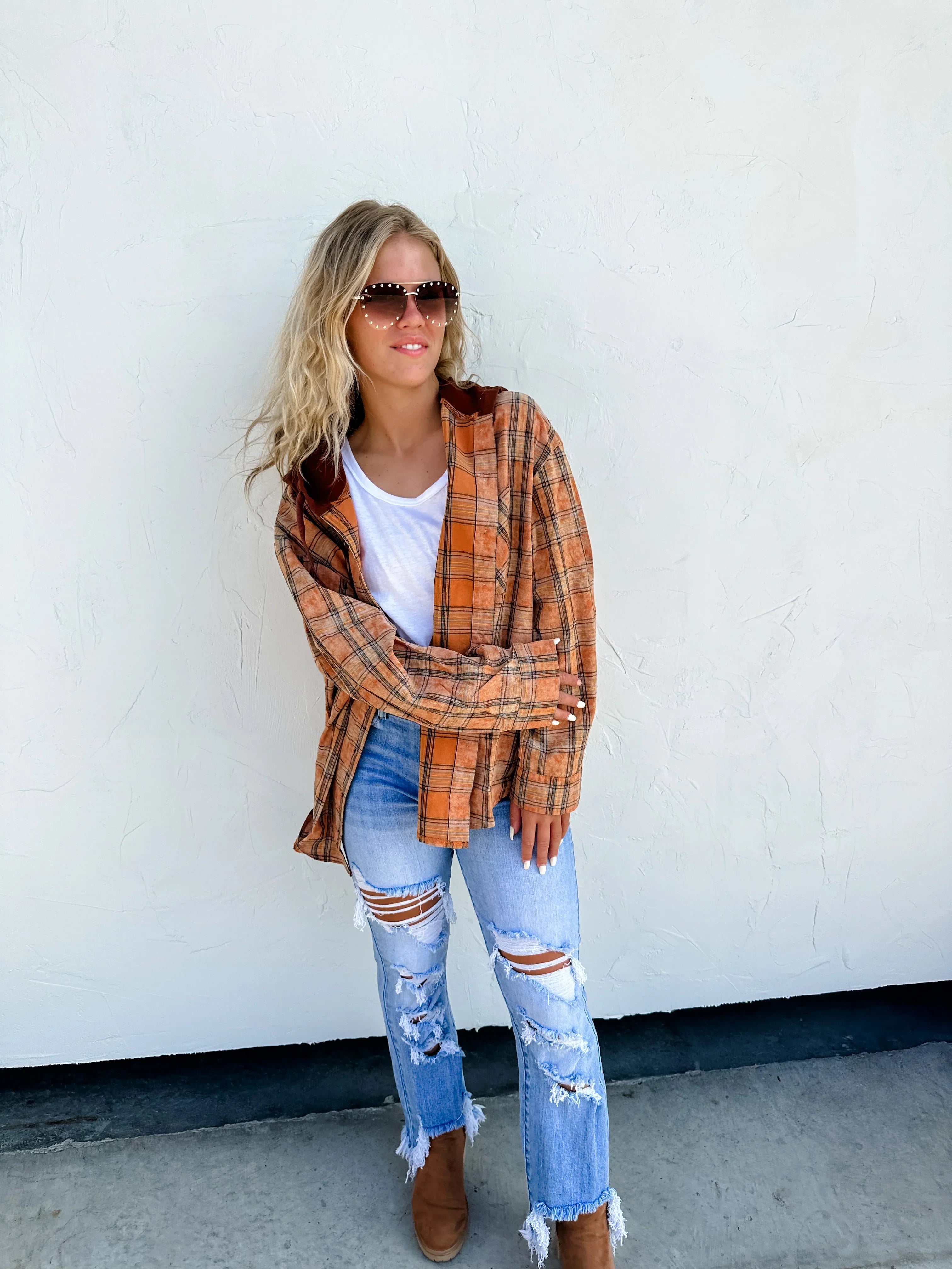 PREORDER: Vivi Plaid Hoodie Top in Six Colors