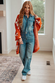 Enough Anyways Floral Cardigan in Burnt Orange