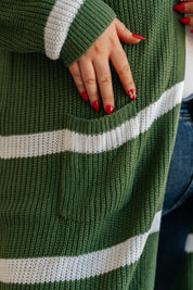 Brighter is Better Striped Cardigan in Green- 11/30/2023