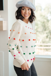 Candy Buttons Pom Detail Sweater