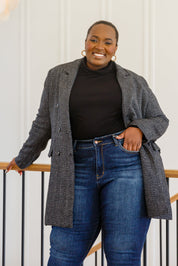 Chic Upon Arrival Button Down Blazer Jacket In Black