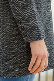 Chic Upon Arrival Button Down Blazer Jacket In Black