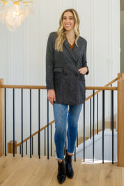 Chic Upon Arrival Button Down Blazer Jacket In Black