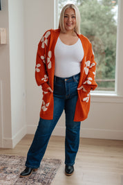 Enough Anyways Floral Cardigan in Burnt Orange
