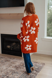 Enough Anyways Floral Cardigan in Burnt Orange
