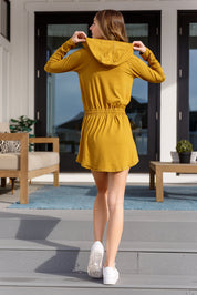 Getting Out Long Sleeve Hoodie Romper Gold Spice