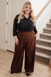 Harmony High Rise Wide Leg Pants in Brown