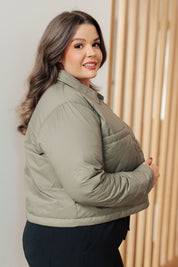 Hear Me Out Lightweight Puffer Jacket in Olive