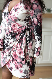 Honey Do I Ever Faux Wrap Dress in White Floral