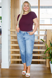 In My Element Short Sleeve Bodysuit in Cassis
