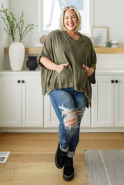 Perfectly Poised Hooded Poncho in Olive