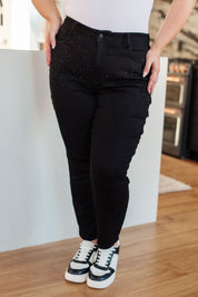 Reese Rhinestone Slim Fit Jeans in Black