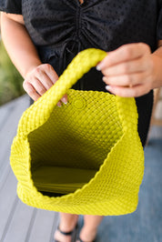 Woven and Worn Tote in Citron