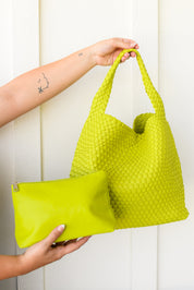 Woven and Worn Tote in Citron