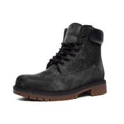 Casual Black Distressed Faux Leather Lightweight Boots