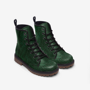 High-Quality Green Faux Leather Lightweight Boots