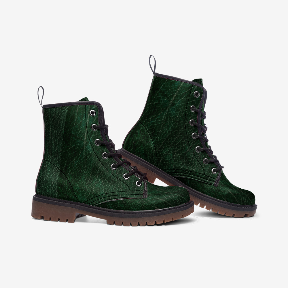 High-Quality Green Faux Leather Lightweight Boots