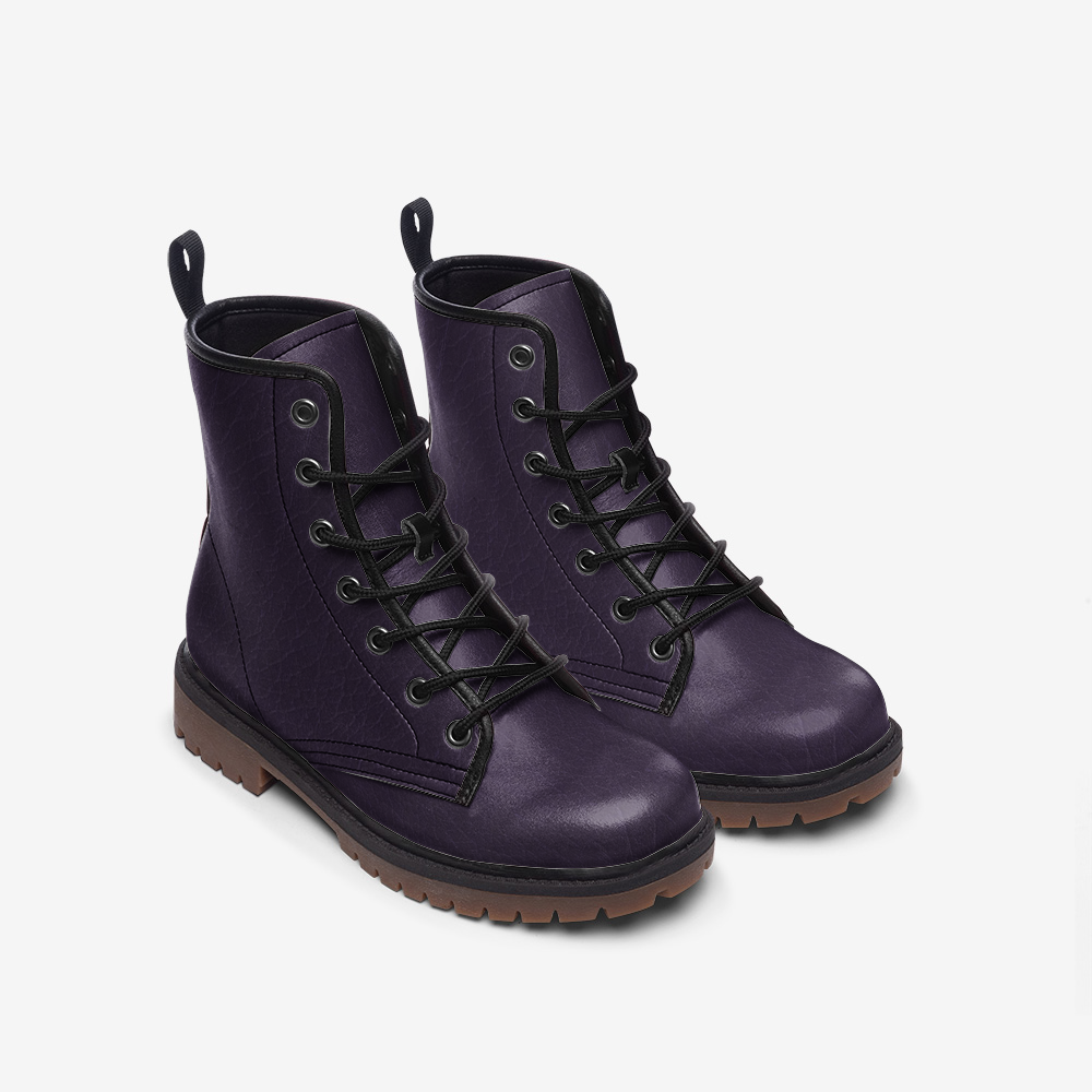 High-Quality Purple Faux Leather Lightweight Boots