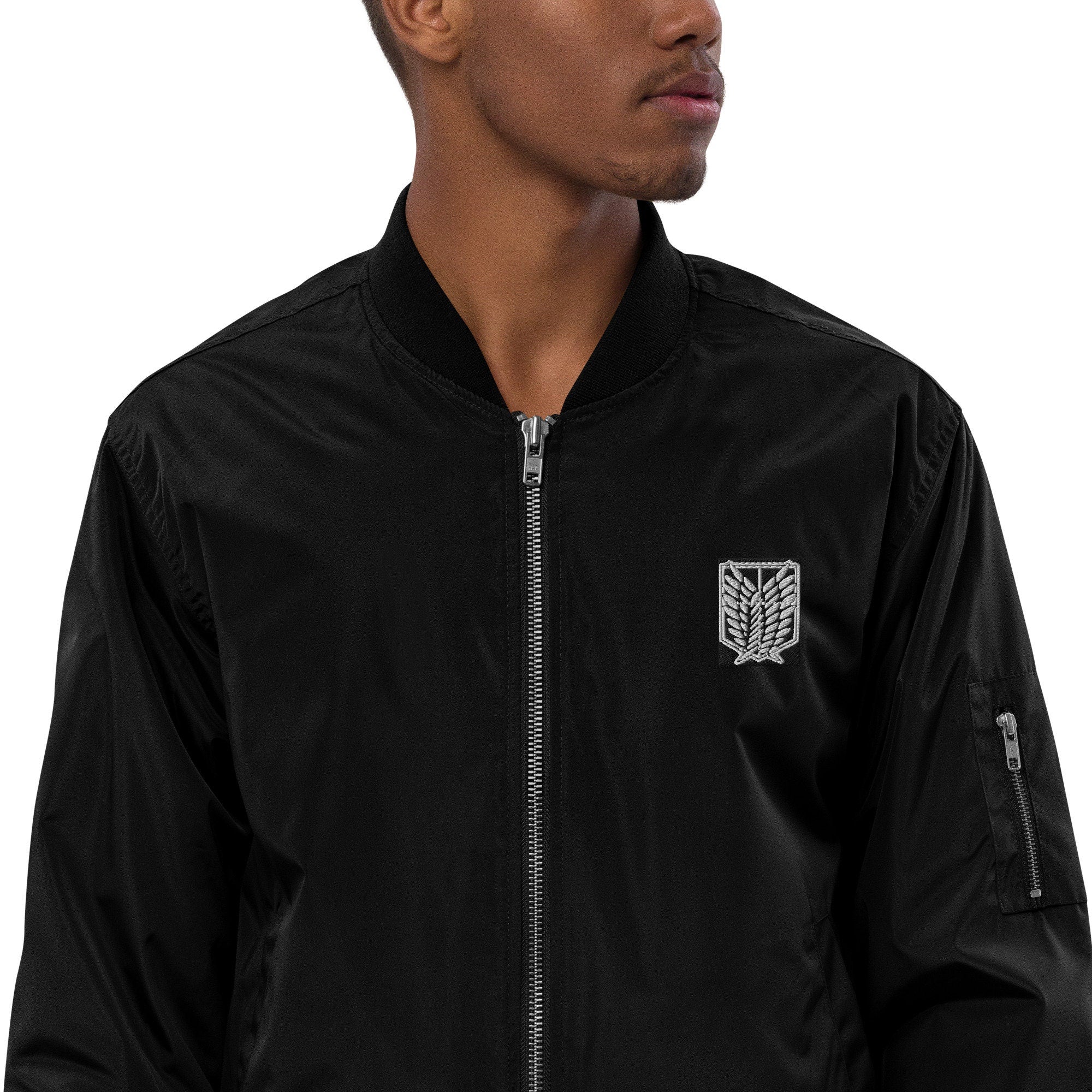 Recycled Bomber Jacket with Anime Flair: Wings of Freedom AOT