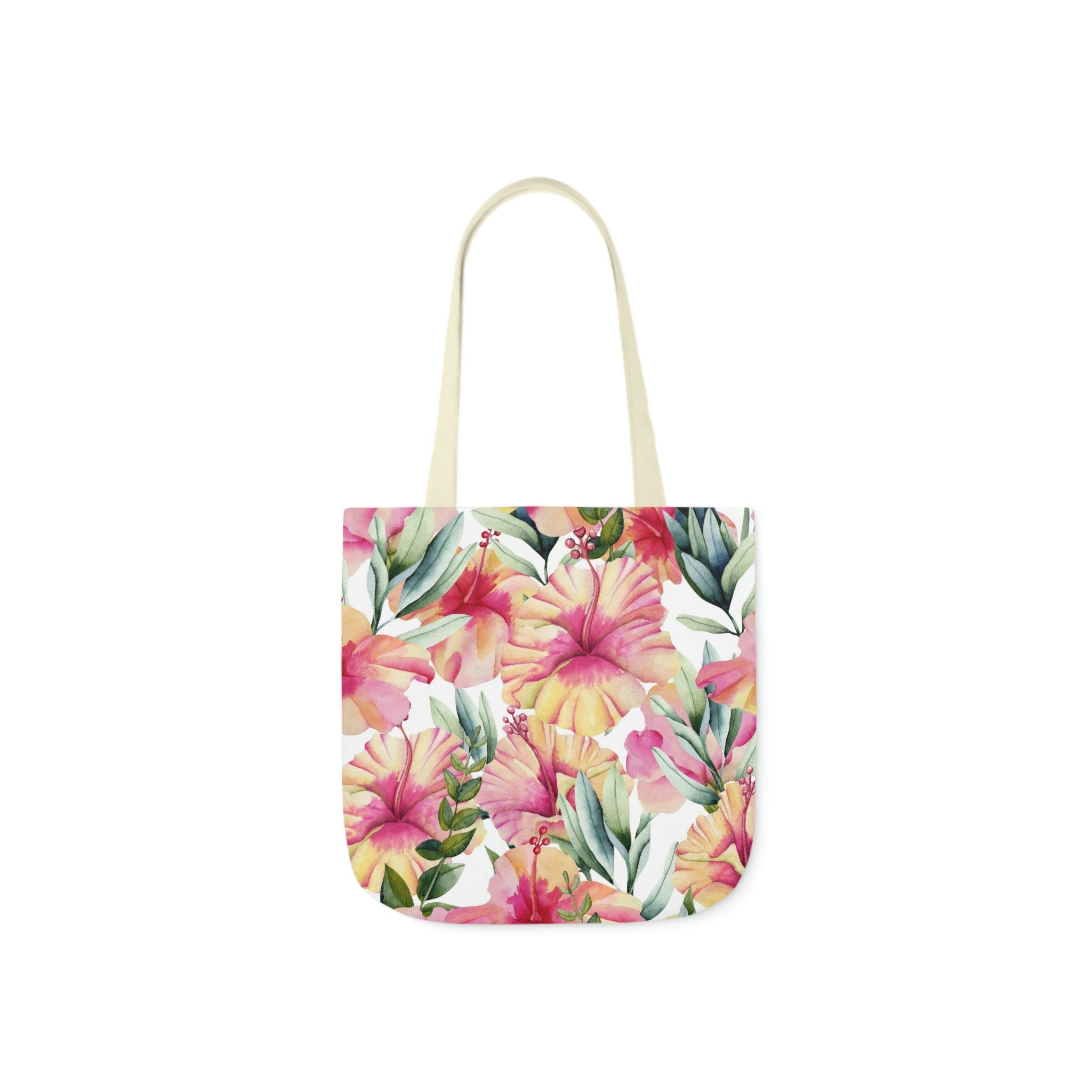 Tote Bag Polyester Canvas Lightweight Durable Pink Floral