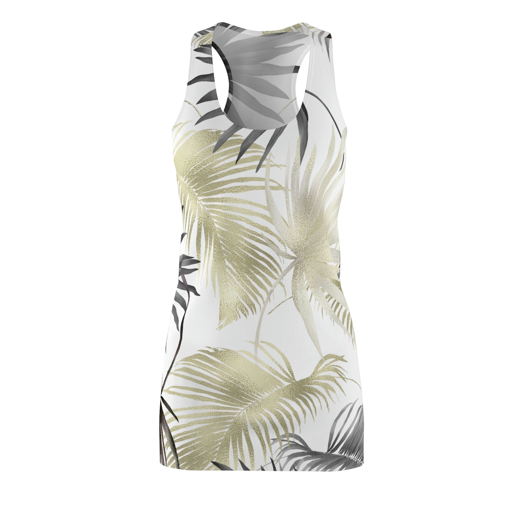 Women's Cut & Sew Racerback Dress Palm Print Design