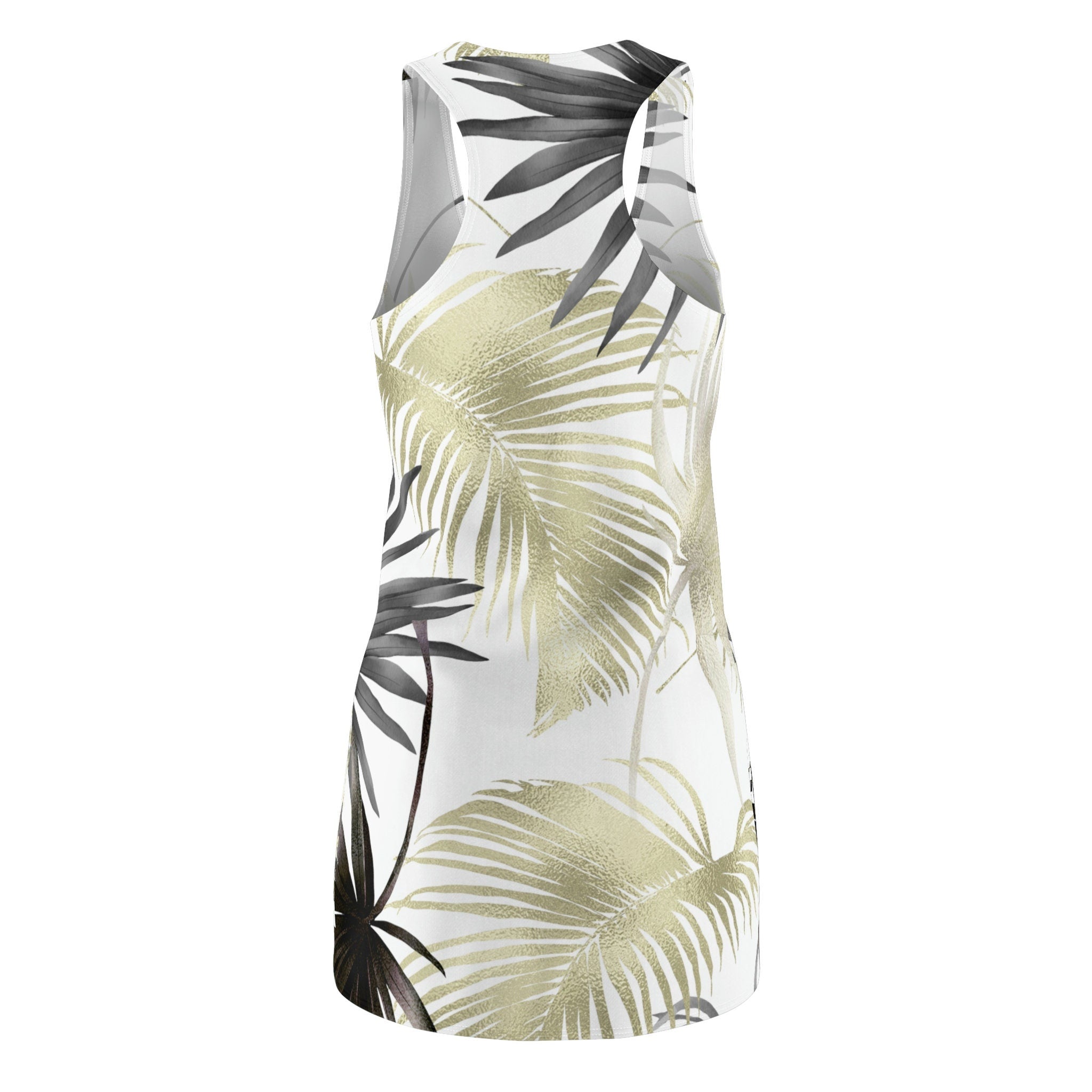 Women's Cut & Sew Racerback Dress Palm Print Design