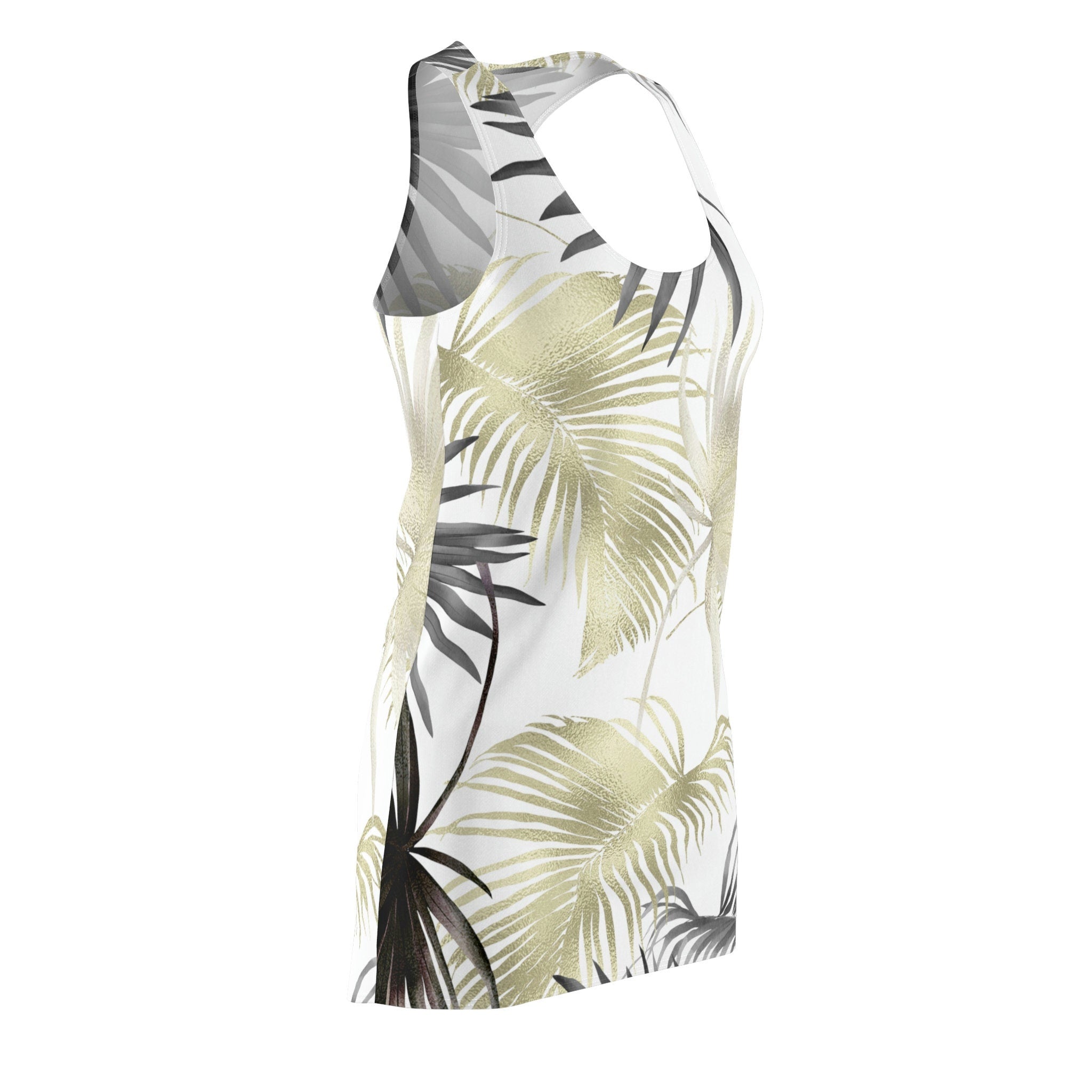 Women's Cut & Sew Racerback Dress Palm Print Design