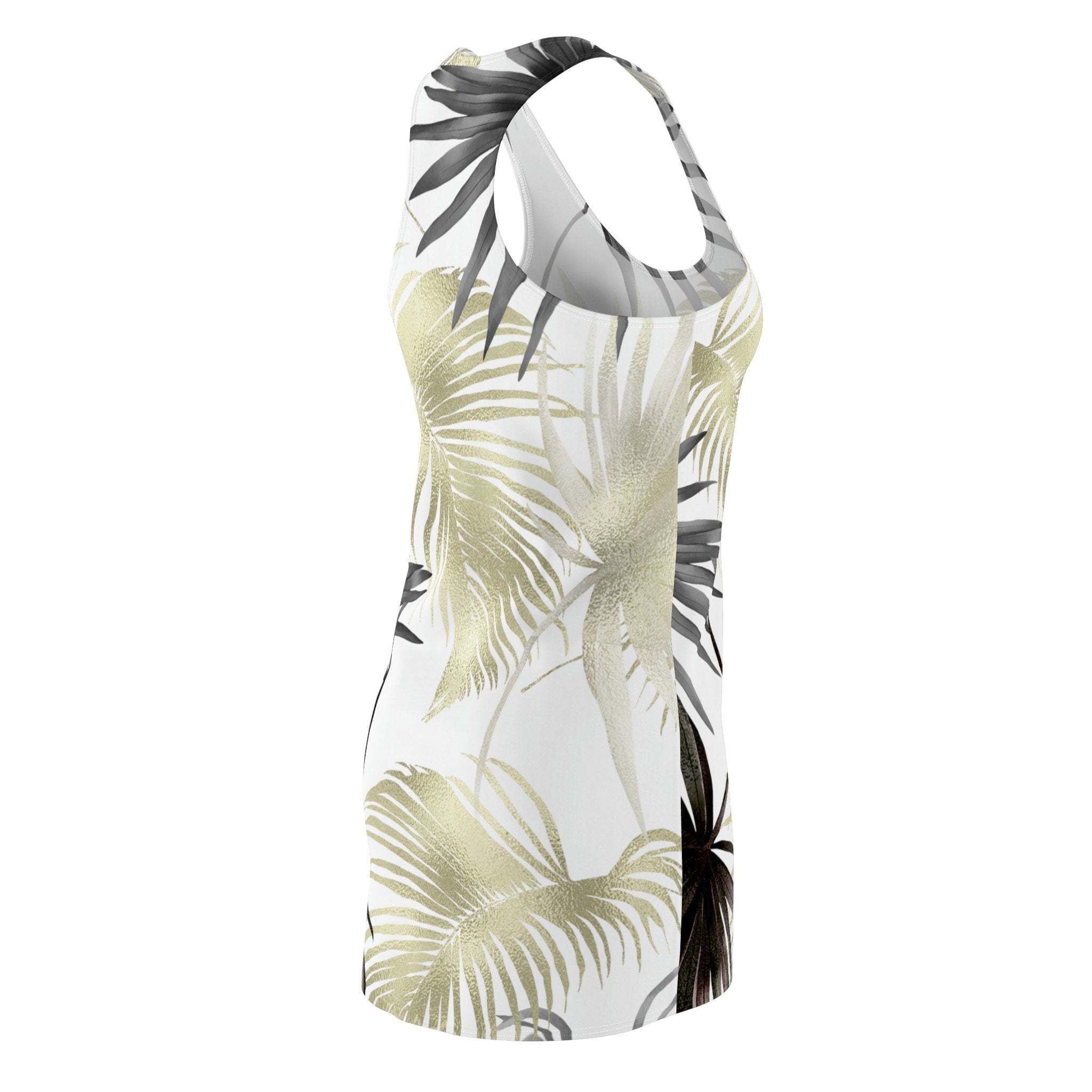 Women's Cut & Sew Racerback Dress Palm Print Design