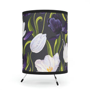 USCA Plug Friendly Desk Table Lamp with Purple Floral Printed Shade