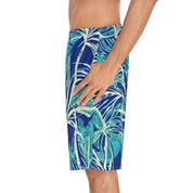 Shorts Board Men's Polyester Lightweight Blue Palm Print