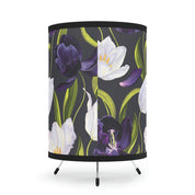 USCA Plug Friendly Desk Table Lamp with Purple Floral Printed Shade
