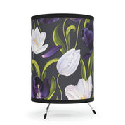USCA Plug Friendly Desk Table Lamp with Purple Floral Printed Shade
