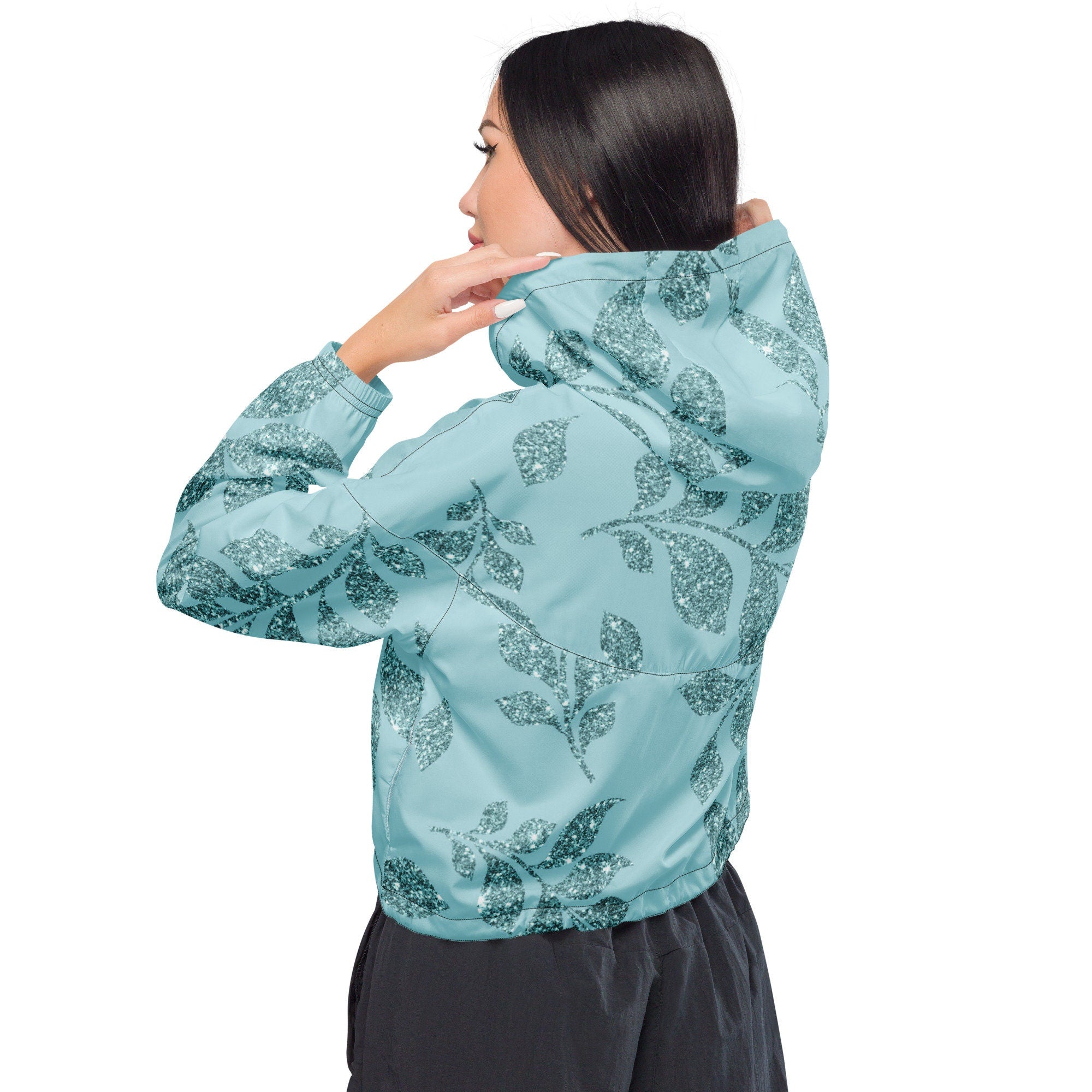 Women’s Windbreaker cropped Blue Floral