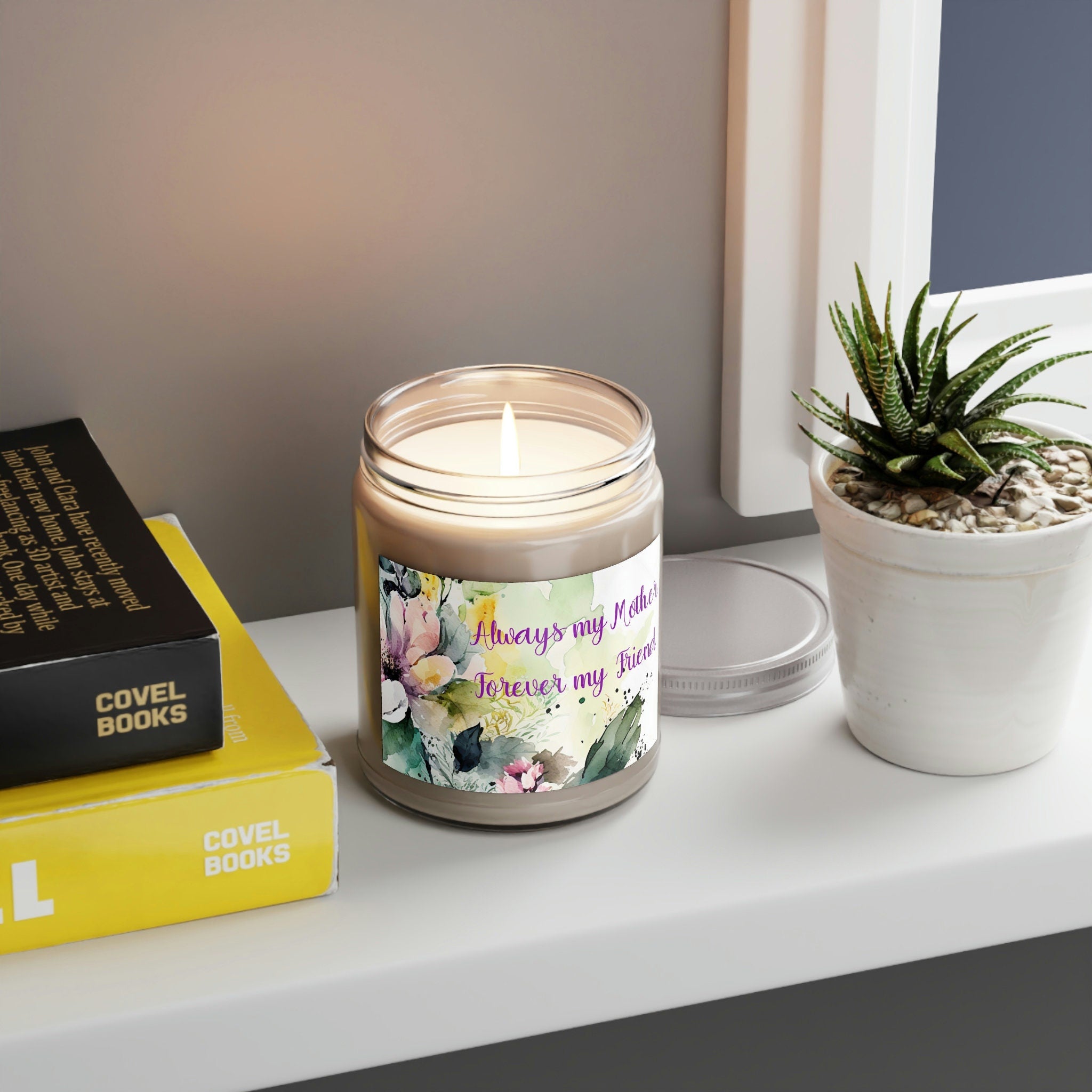 Mother's Day Candle, Floral Design Scented Soy Candle 9oz, Natural Soy Wax Blend, Cotton Wick, Non-Toxic Scent Candle, Mothers Day Gift