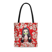 Retro Floral Pattern Tote, Anime Lover Japanese Style Tote, Tote Bag for Everyday Use, Polyester Shoulder Bag, Shopping Bag, Gift Idea