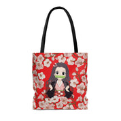 Retro Floral Pattern Tote, Anime Lover Japanese Style Tote, Tote Bag for Everyday Use, Polyester Shoulder Bag, Shopping Bag, Gift Idea