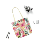 Tote Bag Polyester Canvas Lightweight Durable Pink Floral