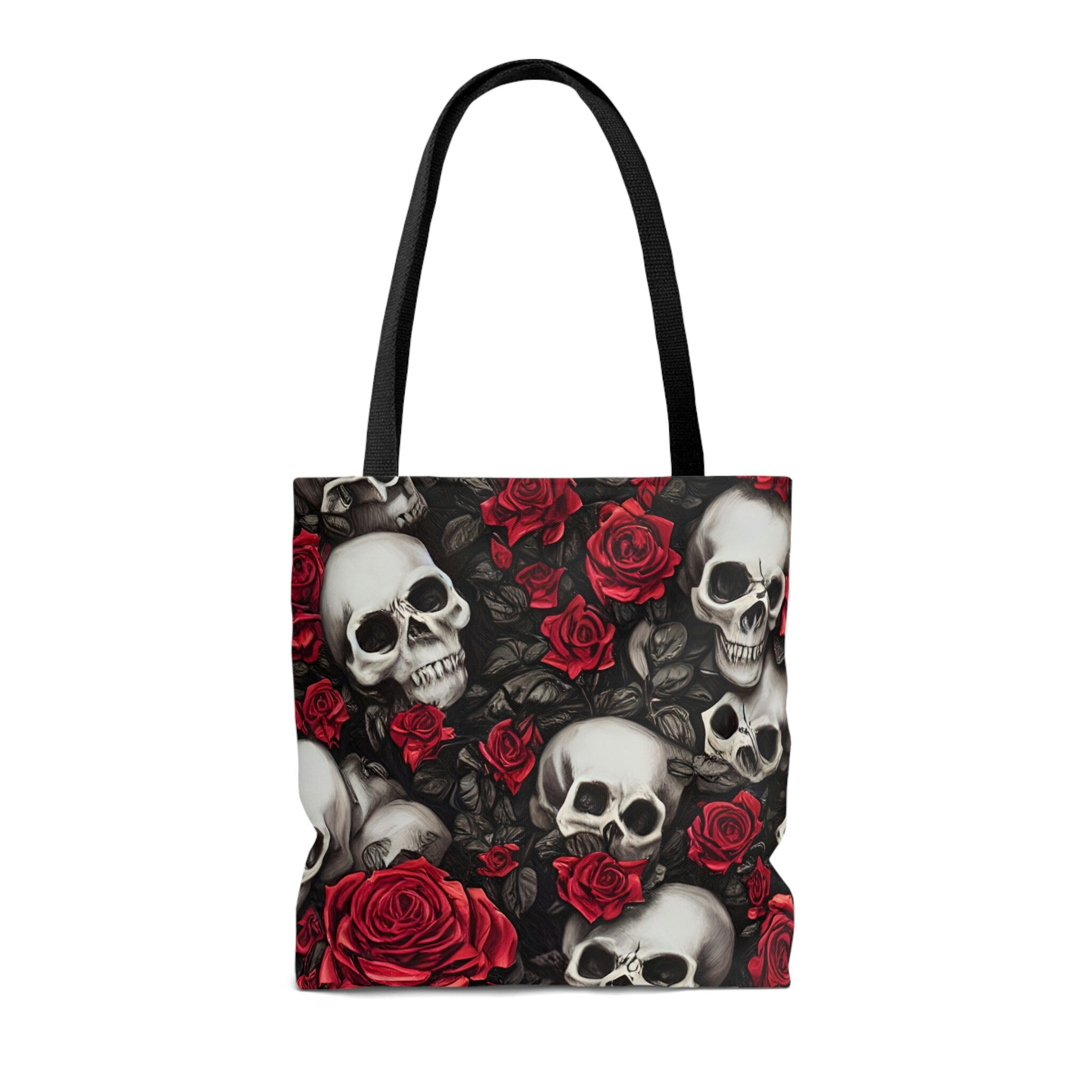 Eye-catching Red Floral Skull Design Tote Bag