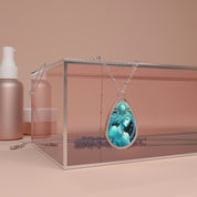 Necklace Oval Blue Aquarius Pendant