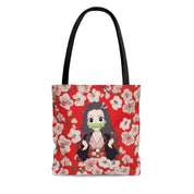 Retro Floral Pattern Tote, Anime Lover Japanese Style Tote, Tote Bag for Everyday Use, Polyester Shoulder Bag, Shopping Bag, Gift Idea